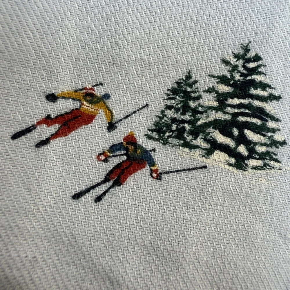 Pendleton Ski Flannel Pajama Shirt Men Large AOP Graphic Pine Trees Skiers Sleep